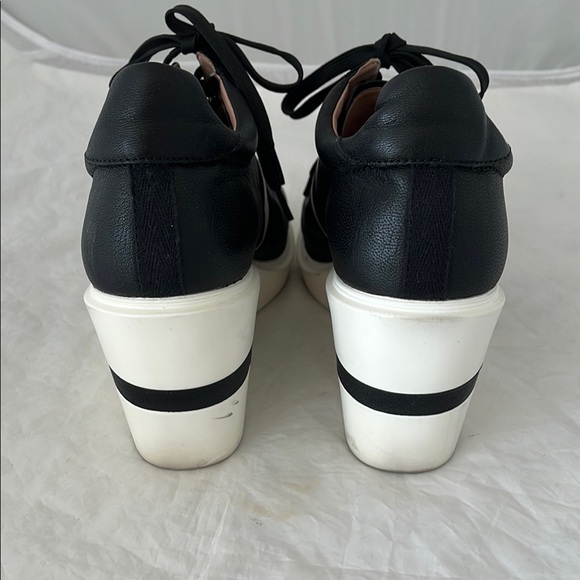 Paolo Black and White Wedge Sneakers - Picture 3 of 15